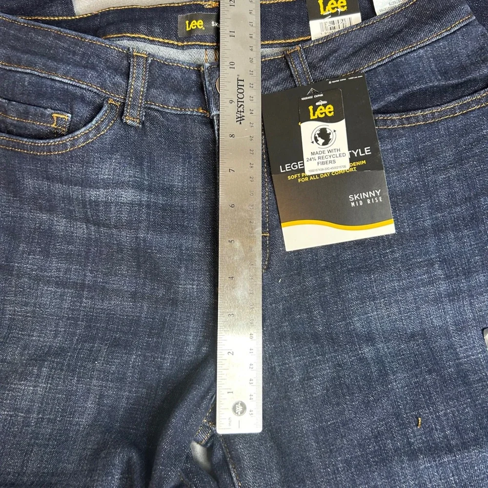 Lee Womens Legendary Skinny Mid Rise Jeans‎ Dark Wash Blue 8 Long 1000157438-22C